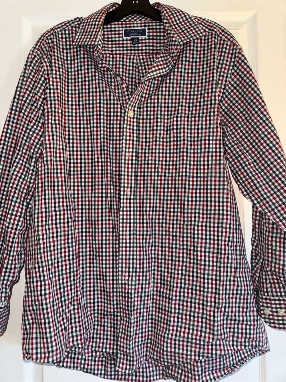 Club Room Red, Green & White Check Stretch Cotton Button-Down Shirt